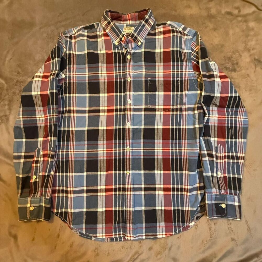 J. Crew Summer Plaid button up shirt Size L - 0288